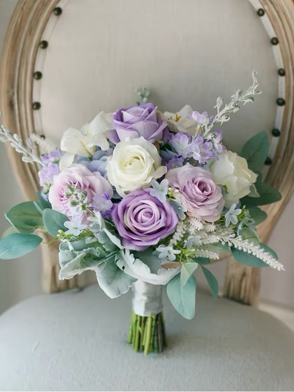 Elegant Lavender & White Rose Bouquet - Home Accents